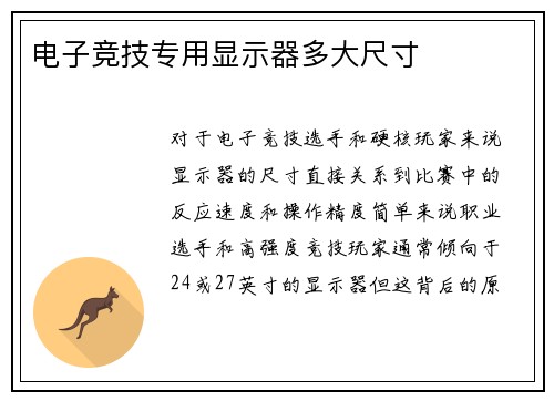 电子竞技专用显示器多大尺寸